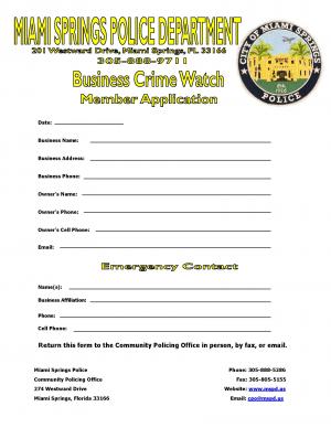 Business Crime Watch Form