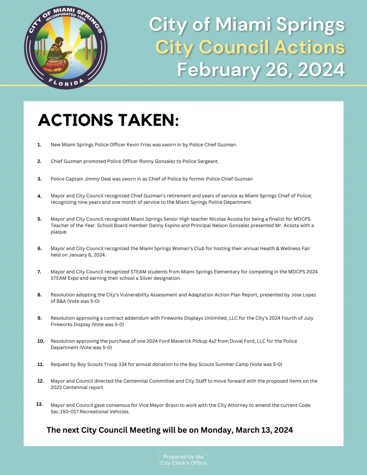 City Council Actions - February 26, 2024