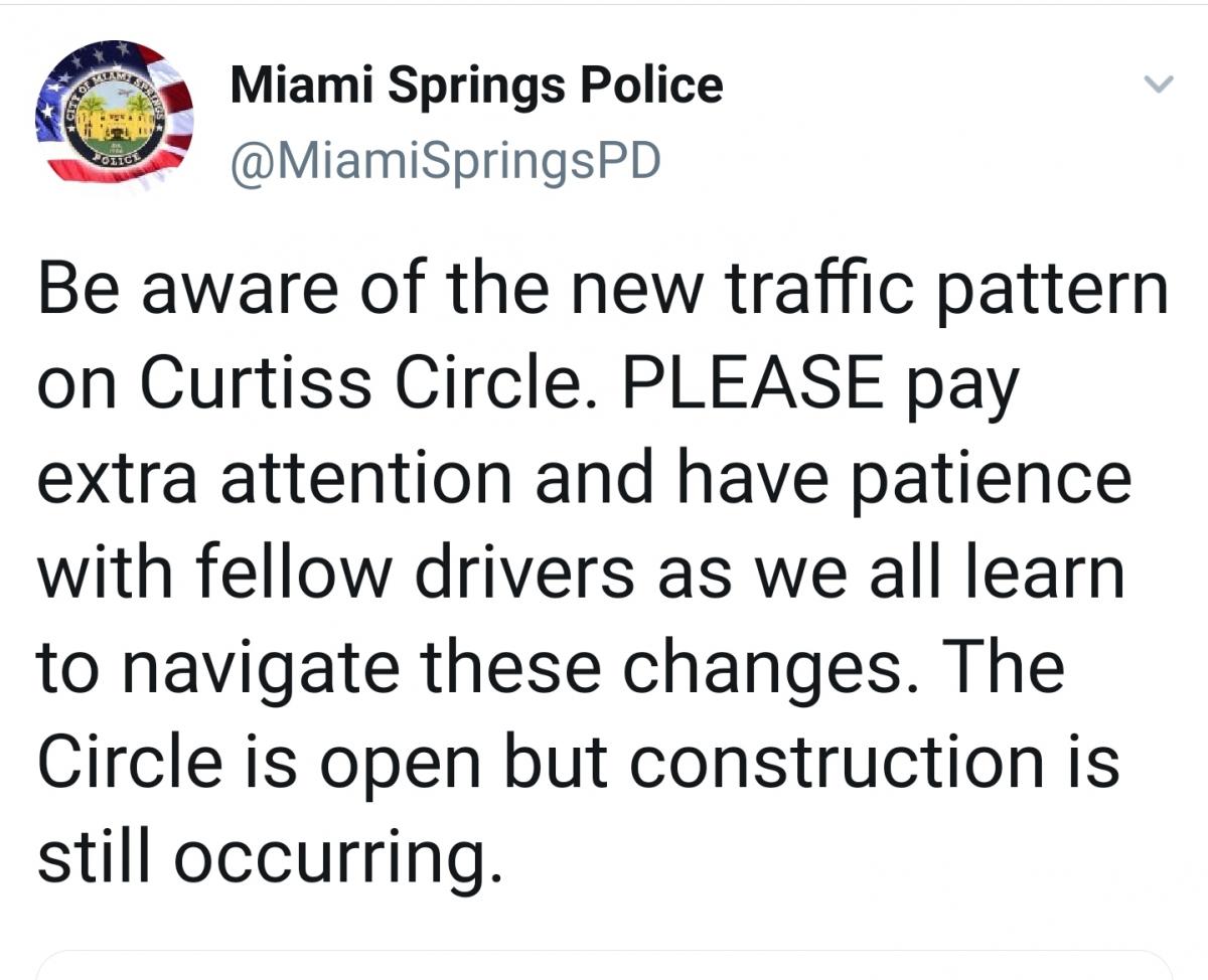 New Traffic Pattern on Curtiss Circle (Please Have Patience With Fellow Drivers Navigating Changes)