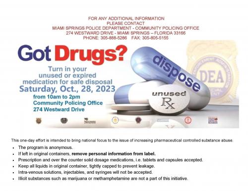 National Prescription Drug Take Back Day October 28, 2023