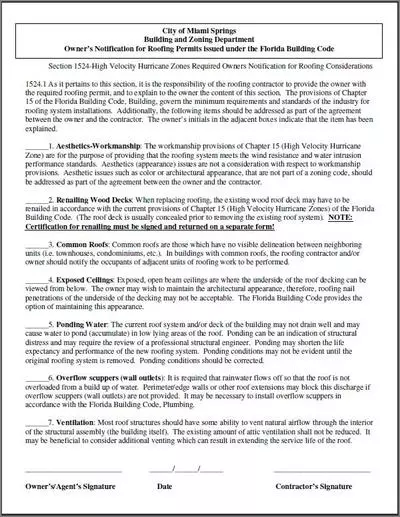 Roofing Owners Notice / Sheathing Affidavit
