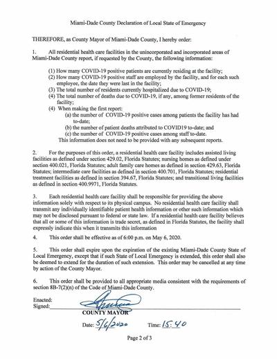 Miami-Dade County Emergency Order 22-20