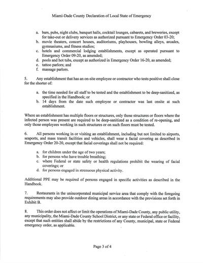 Miami-Dade County Emergency Order 23-20 page 3