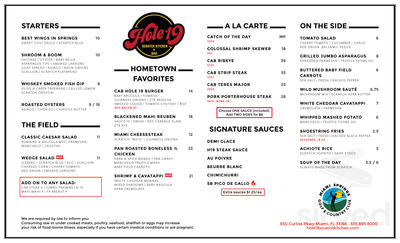 Hole 19 menu 